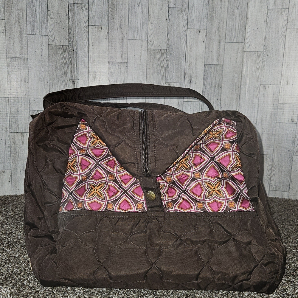 Cindy B Brown Duffle Bag with Gold Accents